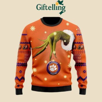 Clemson Grinchmas 3D Ugly Sweater