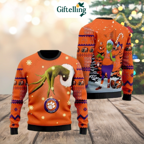 Clemson Grinchmas 3D Ugly Sweater