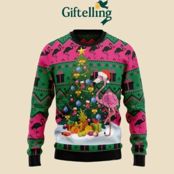Flamingo Tree Festive Ugly Christmas Sweater