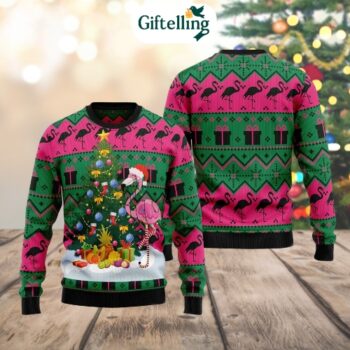 Flamingo Tree Festive Ugly Christmas Sweater