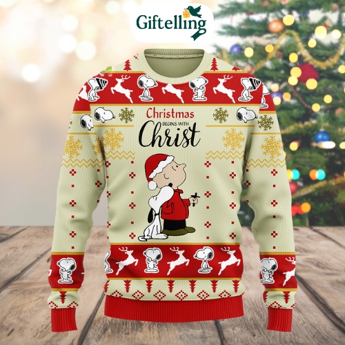 Bring heart and humor to the holidays with this whimsical Snoopy and Charlie Brown sweater