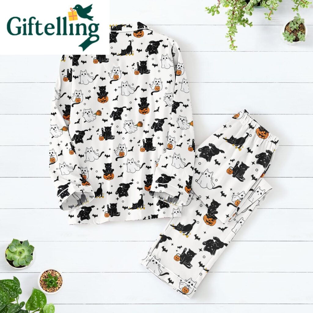 When October's chill whispers through the trees, there's nothing quite like slipping into the Black Cat Halloween Pajamas Set to embrace the season's magic