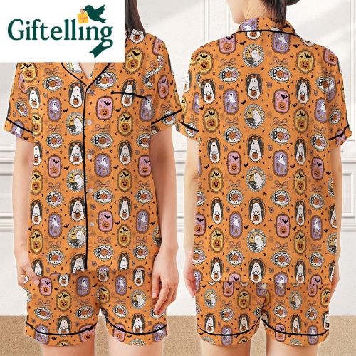Step into a world of vintage charm with the Boo Ghost Halloween Pajamas