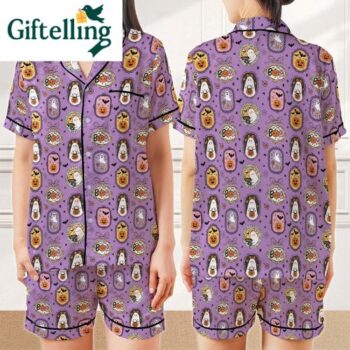 Boo Ghost Halloween Pajamas Retro Coquette Pink Sleepwear Gift for Her