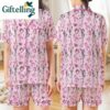Breast Cancer Awareness Halloween Pajamas Pink Ribbon Skeleton Sleepwear Set