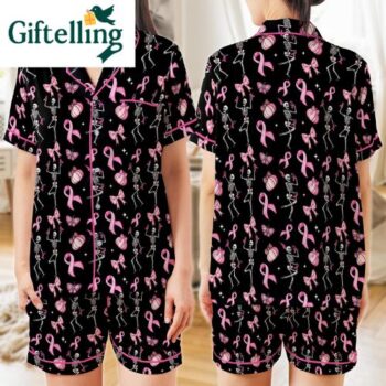 Breast Cancer Awareness Halloween Pajamas has available in comprehensive sizing from XS to 5XL