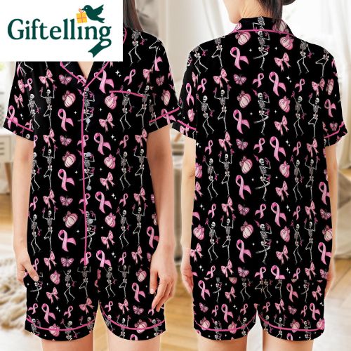 Breast Cancer Awareness Halloween Pajamas has available in comprehensive sizing from XS to 5XL
