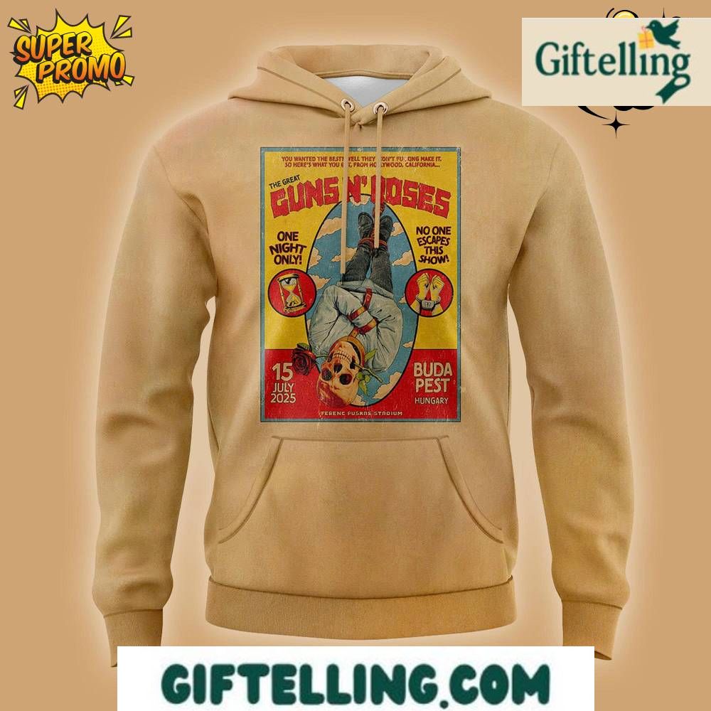 Experience Central European rock culture with the Guns N' Roses Limited Edition Hoodie 2025 For Fans! Budapest Hungary!