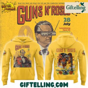 Embrace cosmopolitan rock sophistication with the Guns N' Roses Luxembourg Tour 2025 hoodie