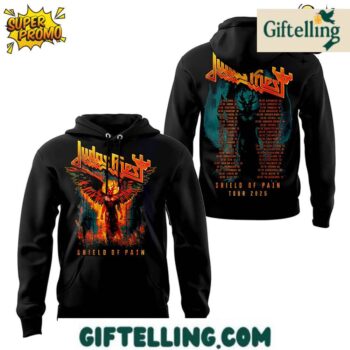 Embrace heavy metal mastery with the Judas Priest The Shield of Pain Tour 2025 hoodie