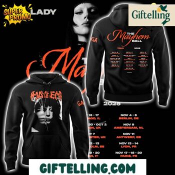 Experience artistic innovation and pop spectacle with the Lady Gaga The Mayhem Ball Tour 2025 Hoodie