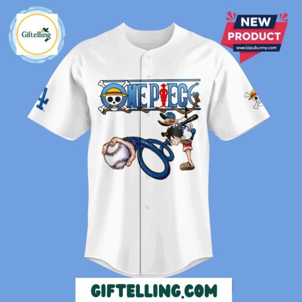 Set sail for Grand Line adventures with the Los Angeles Dodgers x One Piece Special Edition baseball jersey