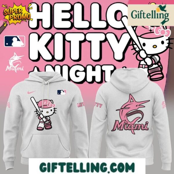 Miami Marlins Hello Kitty Night Grey Hoodie Limited Edition