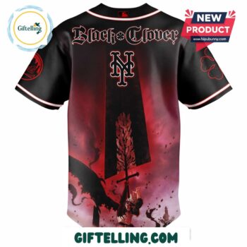 New York Mets MLB x Black Clover Jersey has size range XS-5XL with Magic Knight tailoring suitable for city spell-casting